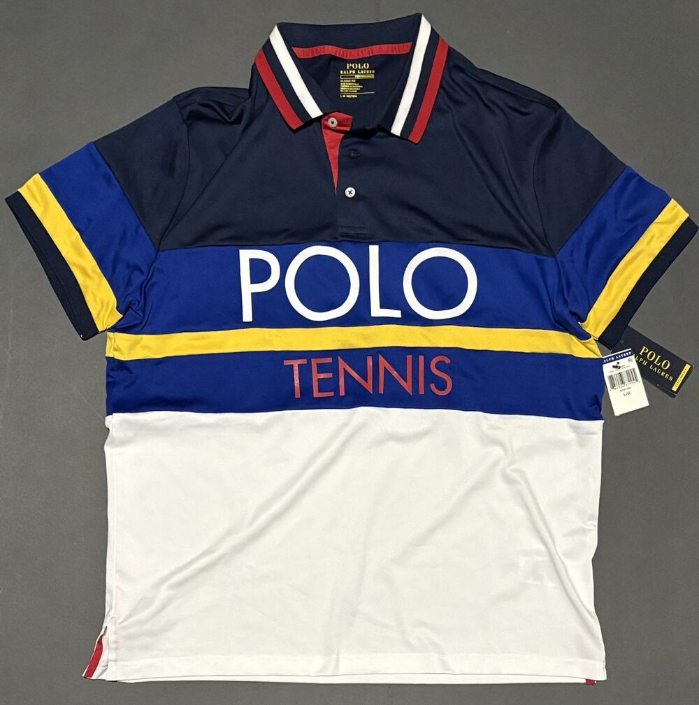 Polo Ralph Lauren Performance Tennis Tech Pique Polo Shirt Lightweight Multi NWT